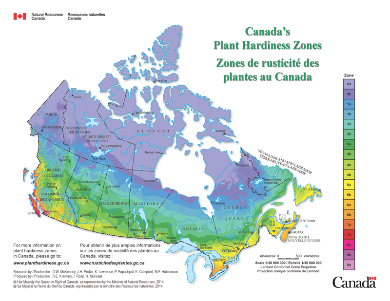 canada plant hardiness zone map